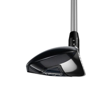 Callaway Paradym X Golf Hybrid from the angle of the toe on a white background