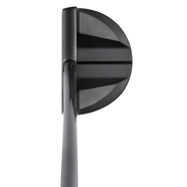 Mizuno OMOI 5 Putter in Intense Black ION at address on a white background