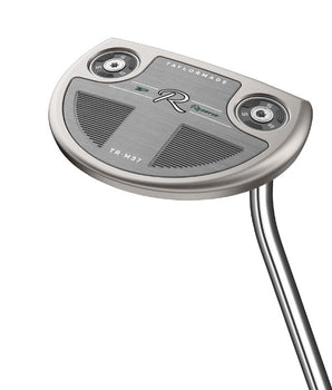 TaylorMade TP Reserve M37 Single Bend Golf Putter being held up so the sole is visible. On white background