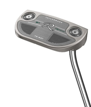 TaylorMade TP Reserve M47 Single Bend Golf Putter being held up so the sole of the club is visible, on a white background