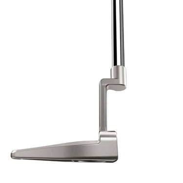 TaylorMade TP Reserve M21 L-Neck Golf Putter being shown from the toe on a white background