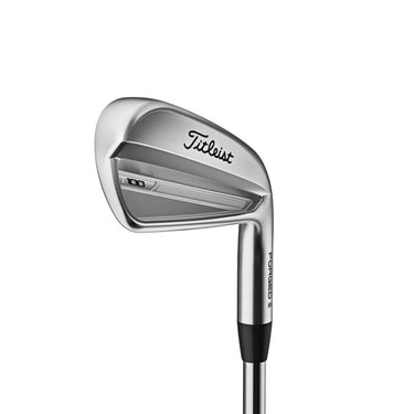 Titleist 2023 T100 Golf Iron being shown at an angle that shows the back and toe of the club head.