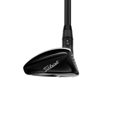 Titleists TSR2 Hybrid on white background showing the black toe with Titleist logo on the toe of the club. 